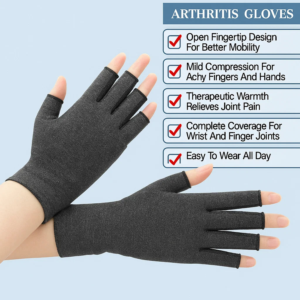Fingerless Heated Arthritis Gloves for Pain Relief