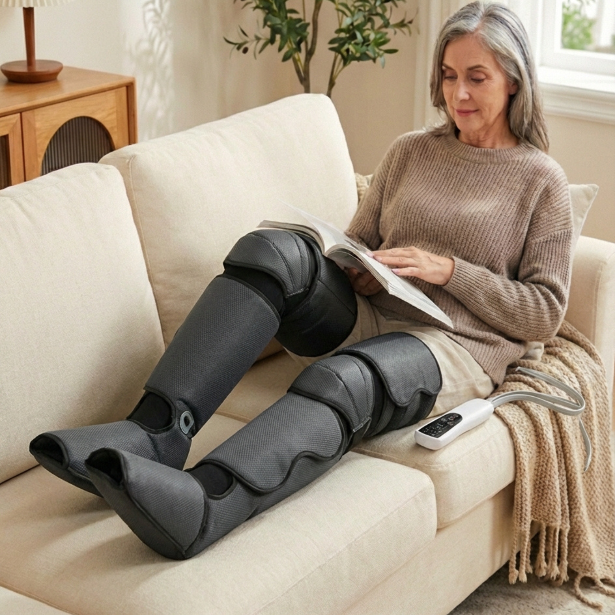 Full Air Compression Leg Massager with Heat Therapy