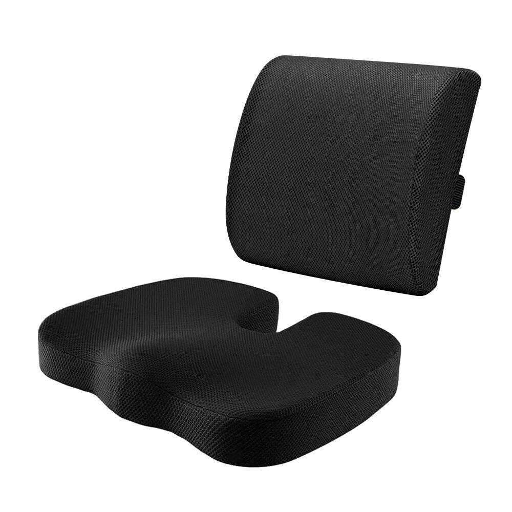 Memory Foam Seat and Back Cushion Set for Pain Relief