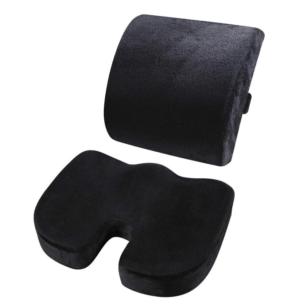 Memory Foam Seat and Back Cushion Set for Pain Relief