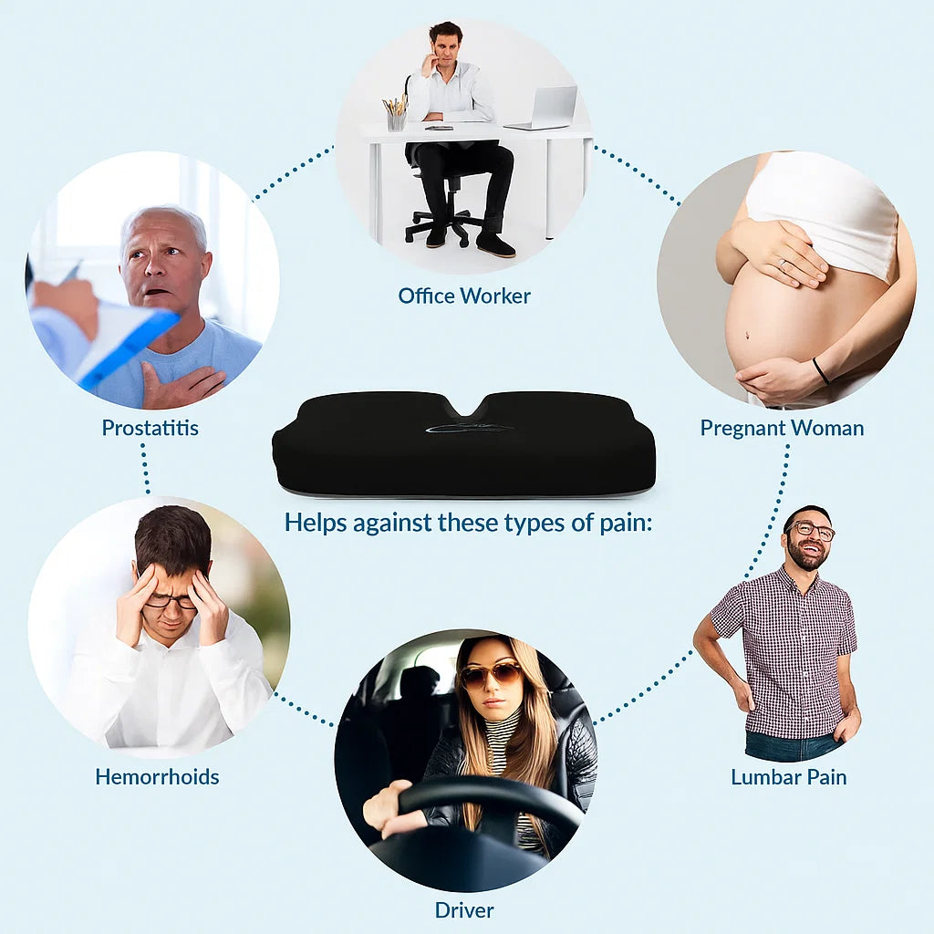 Memory Foam Seat and Back Cushion Set for Pain Relief