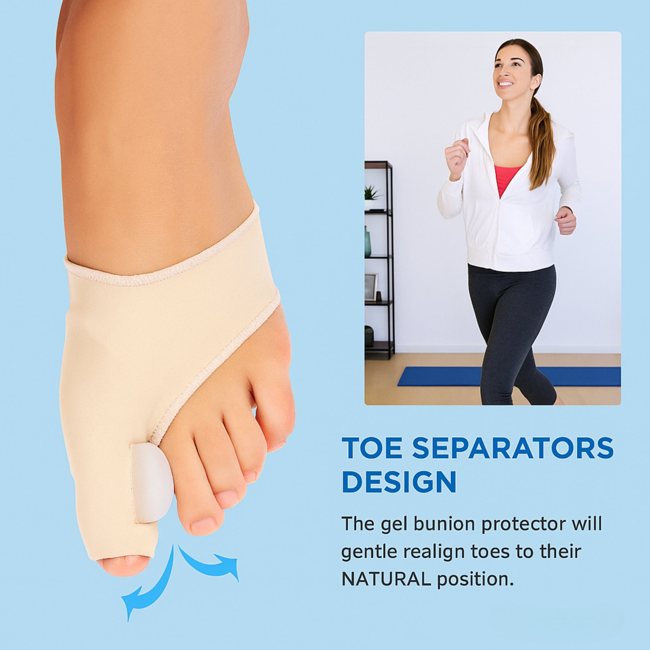 Bunion Corrector Pair with Big Toe Splint and Foot Separator