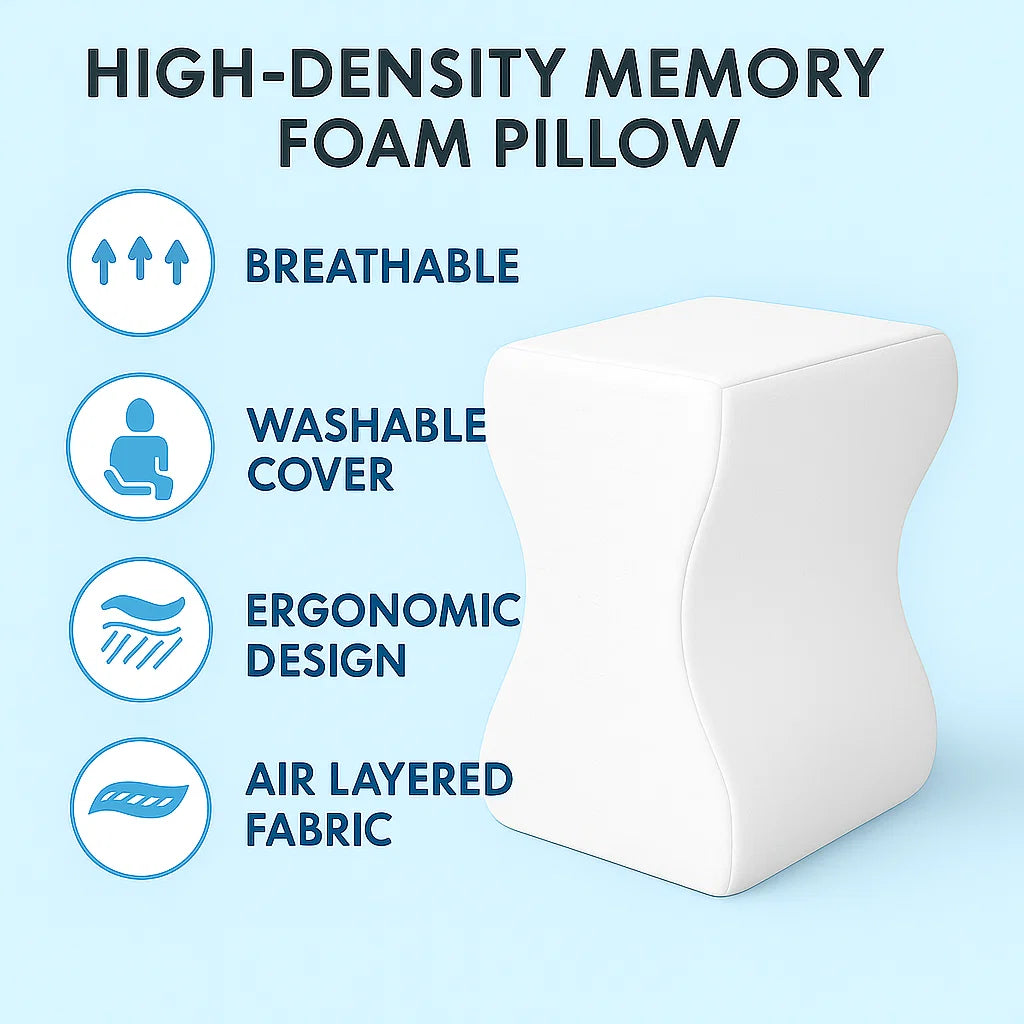 Double Sided Memory Foam Knee Pillow for Hip and Leg Support