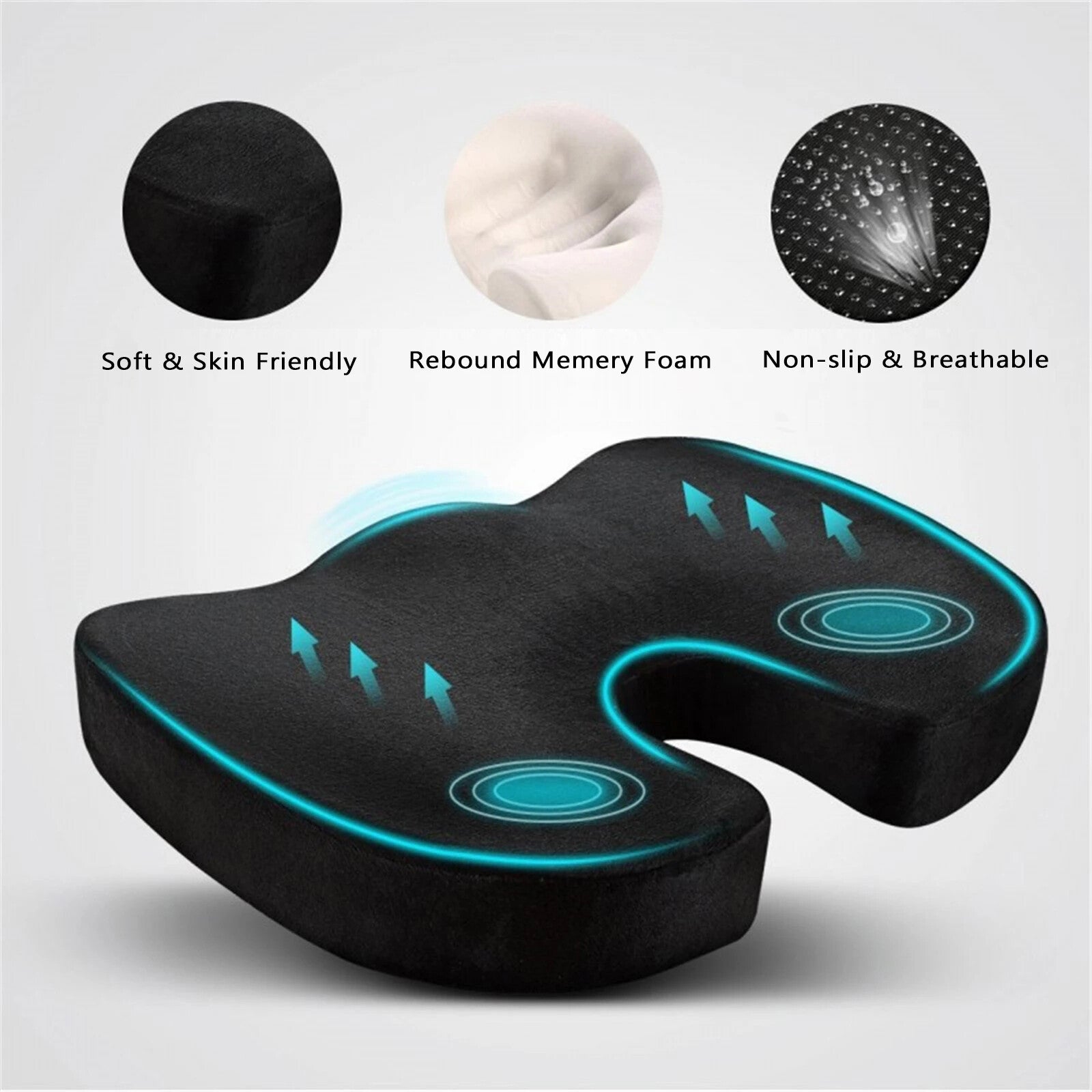 Memory Foam Seat and Back Cushion Set for Pain Relief