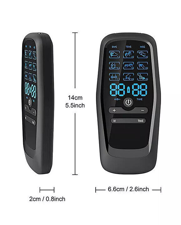 Wireless EMS TENS machine with display – dimensions and size guide